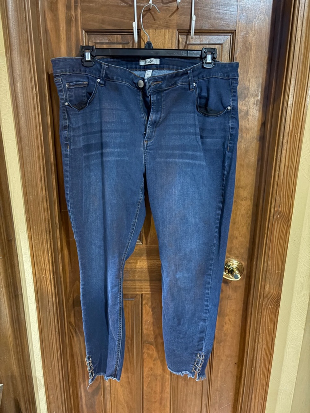 refuge Dark Indigo Skinny Jeans with Lace-Up Ankles